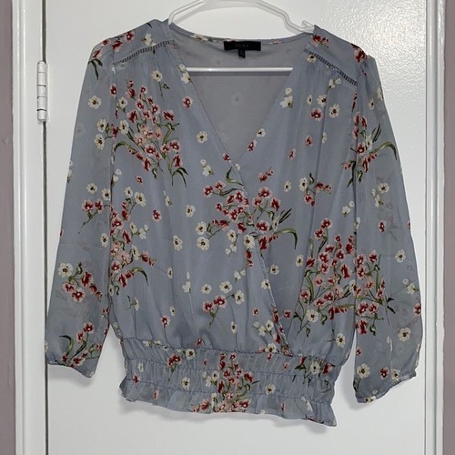 Blusa azzurra floreale - blusa,
