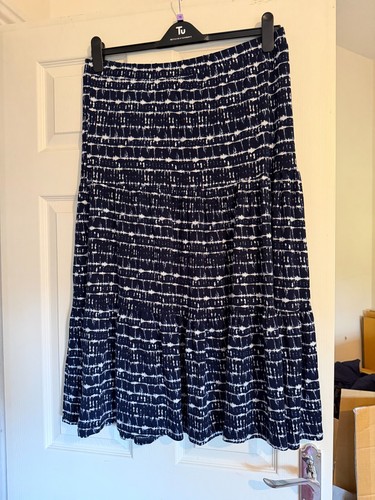 Gonna midi blu navy bianca - gonna,