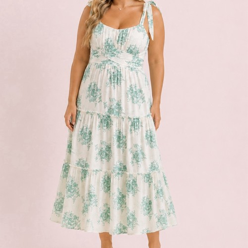 Maxi abito floreale - verde, e